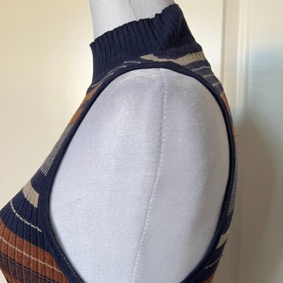 COTTON ON Orange Blue Striped Sleeveless Turtleneck Knit Sweater Top Size Medium - Picture 5 of 13